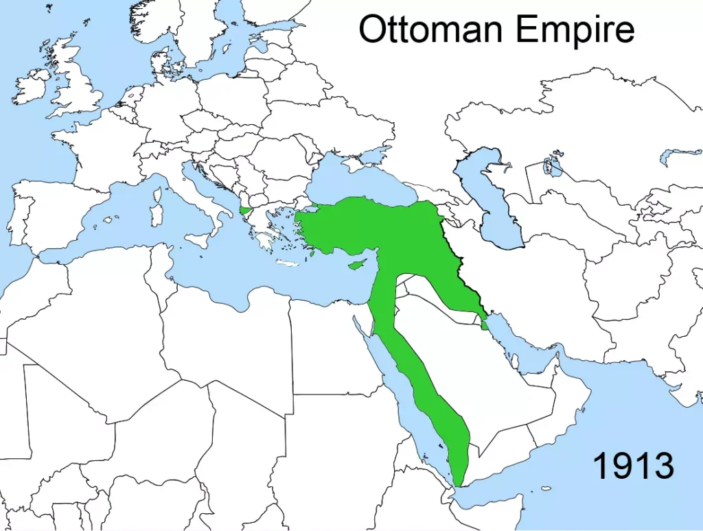 Mapa do Império Turco-Otomano em 1913
