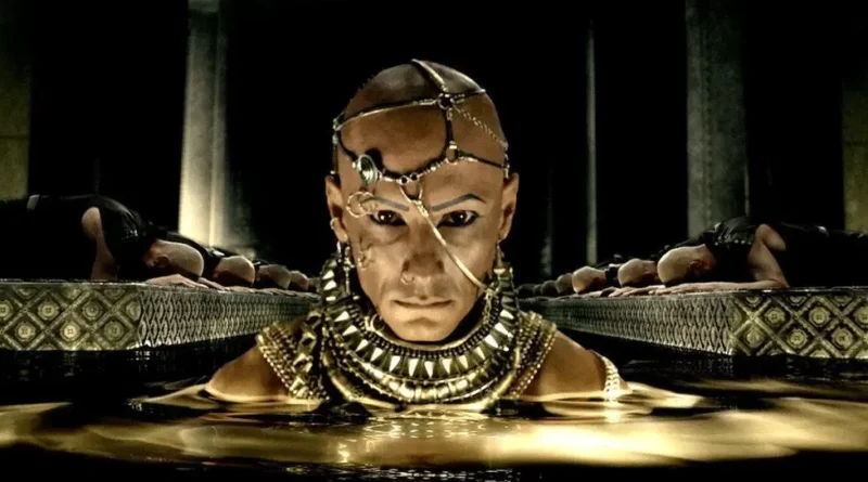 Rodrigo Santoro representando Xerxes I no filme 300